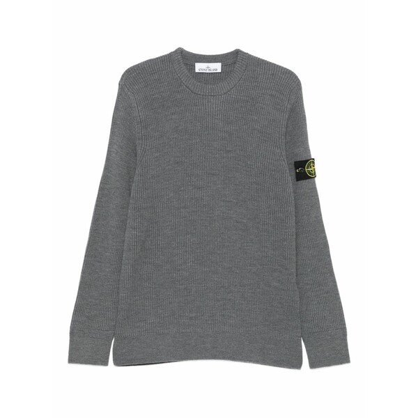 ストーンアイランド メンズ 編み物\u0026ティーシャツ アウター Ribbed-knit logo-patch sweater Grey