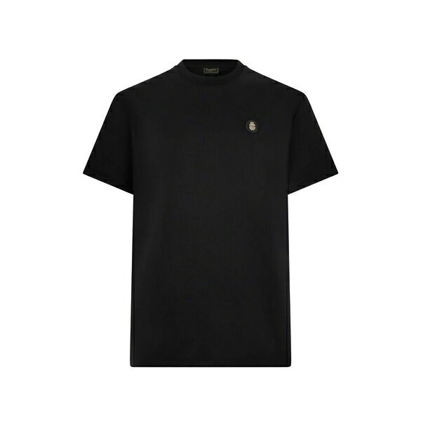 ビリオネア メンズ ティーシャツ トップス Round-neck logo-patch t-shirt Black
