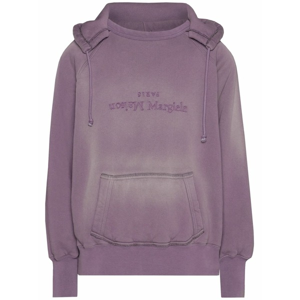 マルタンマルジェラ レディース パーカー・スウェットシャツ アウター Reverse-logo cotton hoodie Purple