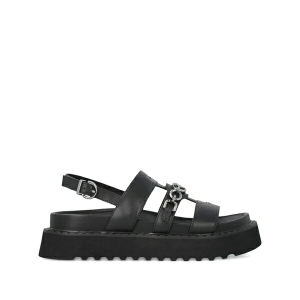 ピンコ レディース サンダル シューズ Chain-detail leather sandals Black