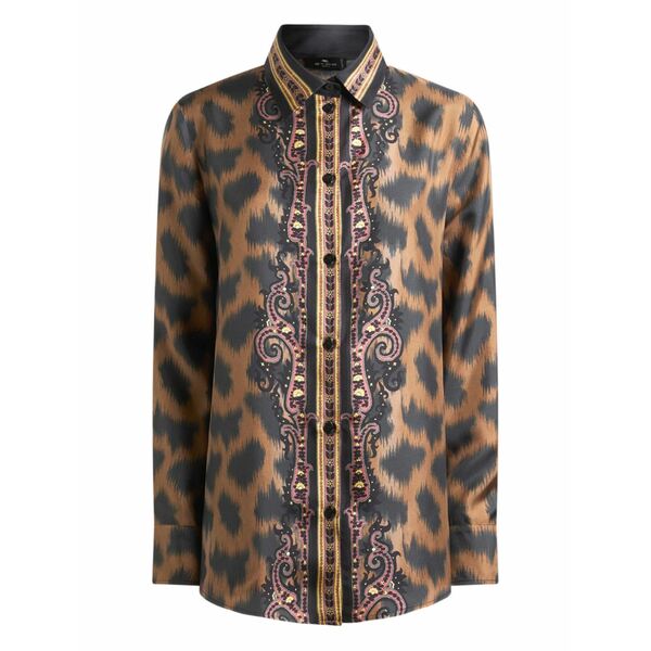 エトロ レディース シャツ トップス Animal-pattern shirt Brown｜asty