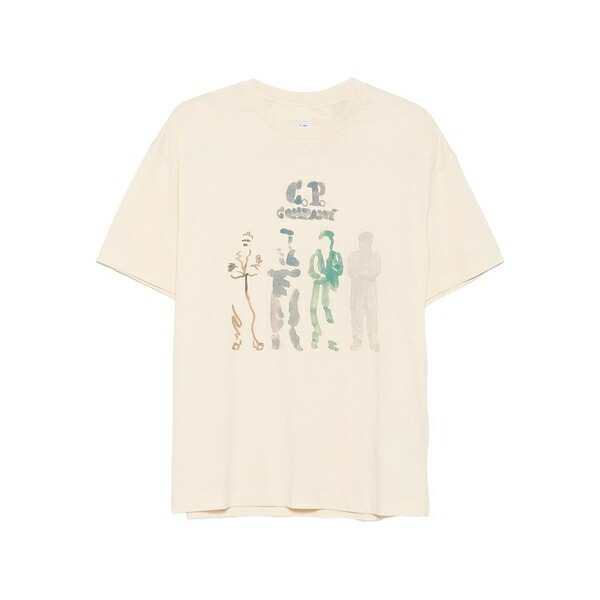 シーピーカンパニー メンズ Tシャツ トップス Logo-print t-shirt Neutrals|asty