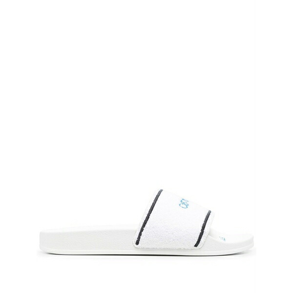 象牙色 メンズ サンダル シューズ Towel logo-embroidered slides White