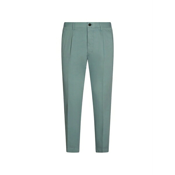 インコテックス メンズ 心地好いズボン下 ボトムス Pleated tapered-leg trousers Green