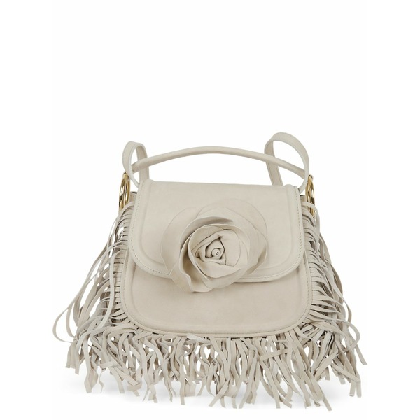 ゲデべ レディース クラッチペダル御徒面子 御徒面子 Floral-appliqu￡ fringe-detail clutch bag Neutrals