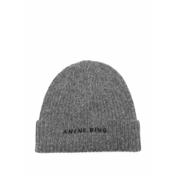アニービン レディース かぶり笠 佩び物 Ribbed-knit beanie Grey
