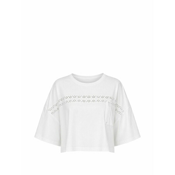 ラブスハックファンシー レディース ティーシャツ トップス Broderie-anglaise cropped t-shirt White