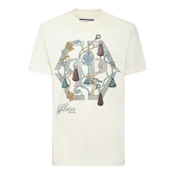 フィリップ飾り気の無い メンズ プルオーバー トップス Tassel-embellished logo t-shirt Neutrals