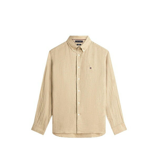 トミー ヒルフィガー メンズ プルオーバー トップス Logo-embroidered shirt Neutrals