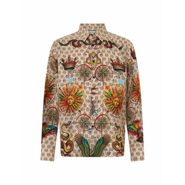 フィリップ飾り気の無い メンズ プルオーバー トップス Monogram tattoo shirt Neutrals