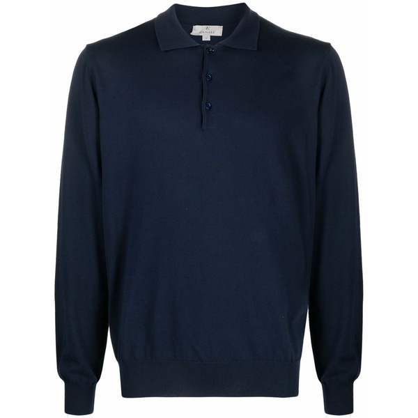 カナーリ メンズ 編み物\u0026ティーシャツ アウター Long-sleeve polo jumper Blue