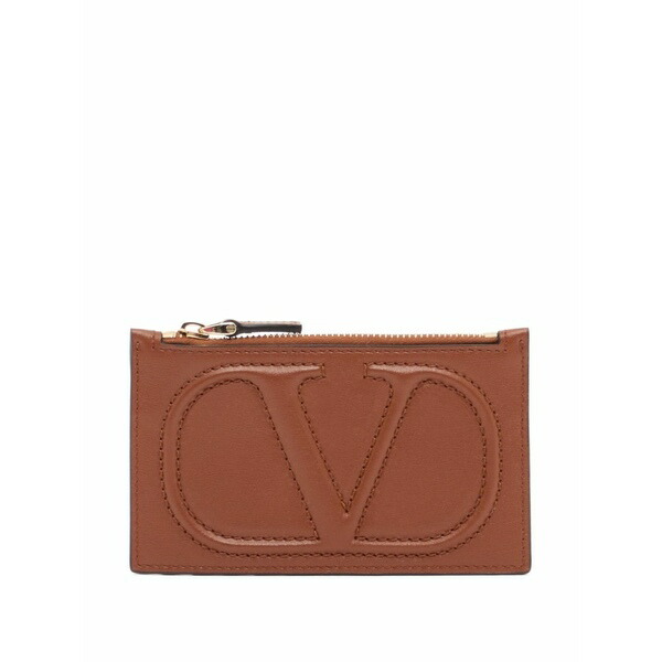 ヴァレンティノ ガラヴァーニ レディース 札入れ 佩び物 Vlogo walk zipper card holder インチ calfskin Brown