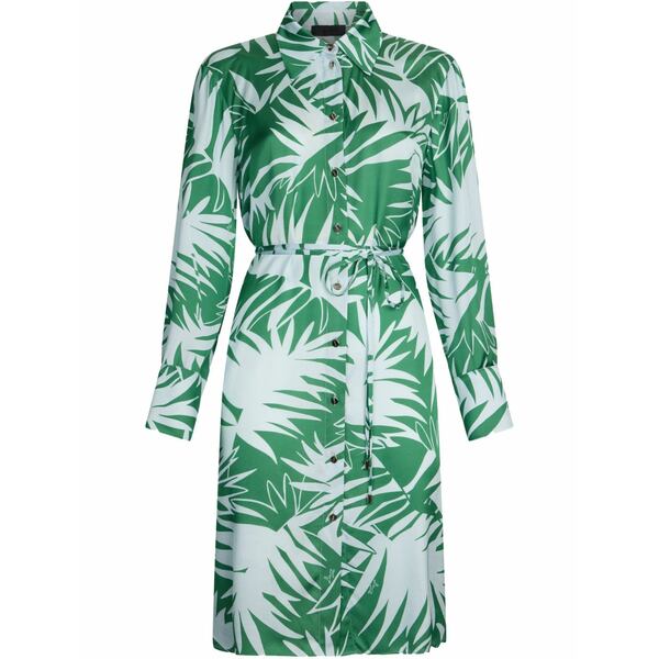 リュージョー レディース ワンピース トップス Printed shirt dress Green|asty