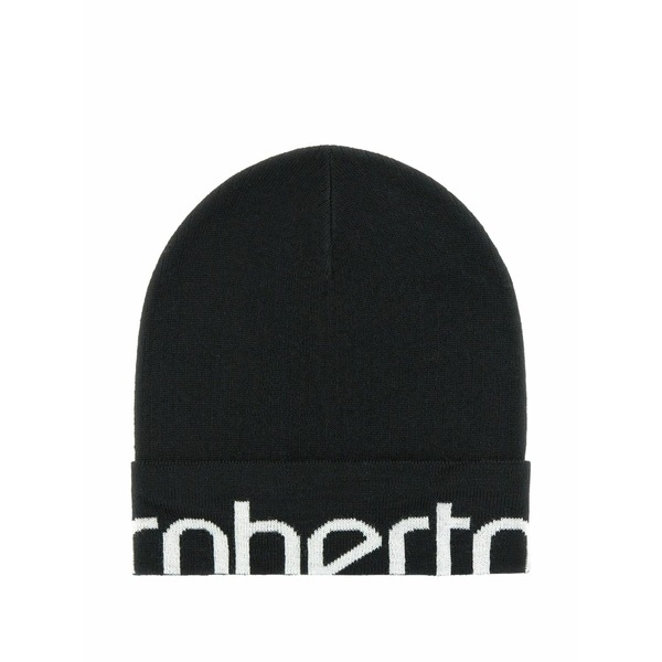 ロベルトカヴァリ レディース 鳥打ち帽 付属物 Wool-blend logo beanie Black