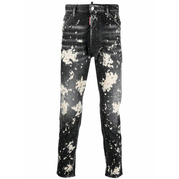 ディースクエアード メンズ デニムパンツ ボトムス Paint splatter-print denim jeans Black|asty