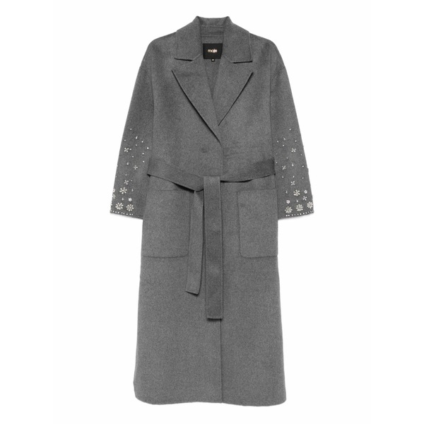 マージュ レディース 厚地の外套 アウター Embellished-belted single-breasted coat Grey