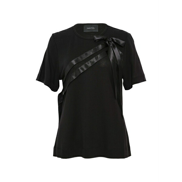 シモーネ・ロシャ レディース ティーシャツ トップス Bow sash short-sleeves t-shirt Black