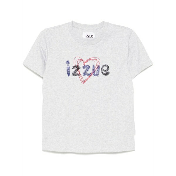 イズエ レディース ティーシャツ トップス Logo-embroidered t-shirt Grey