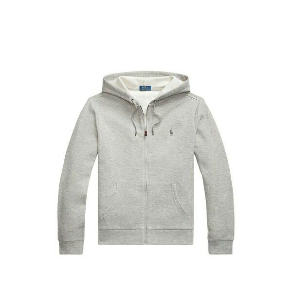 ラルフローレン メンズ パーカー・スウェットシャツ アウター Logo-embroidered zip-up hoodie Grey