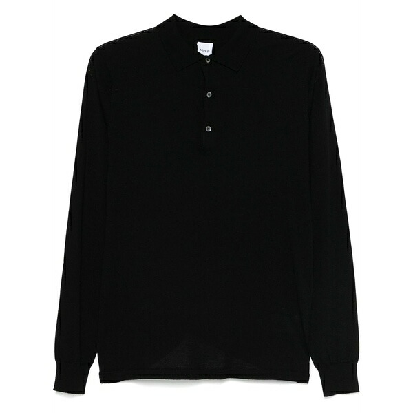 アスペジ メンズ スポーツシャツ トップス Wool polo shirt Black