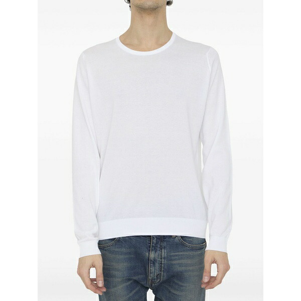 ジョンスメドレー メンズ 編み物\u0026ティーシャツ アウター Fine-knit cotton jumper White