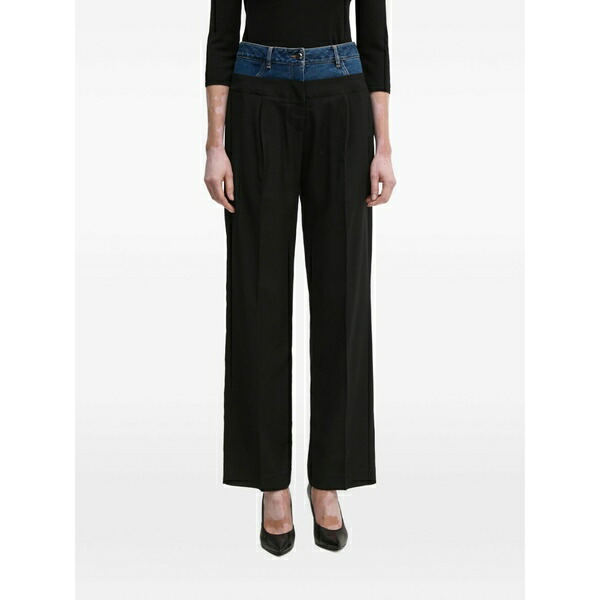 シスレー レディース 心地よいズボン下 ボトムス Denim-panel trousers Black
