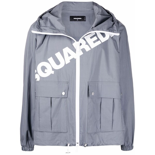 ディースクエアード メンズ 上衣＆上衣 アウター Logo-print hooded jacket  Grey