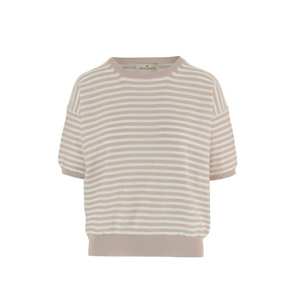 ブルーノマネッティ レディース 編み物\u0026ティーシャツ アウター Striped-pattern crew-neck sweater Neutrals