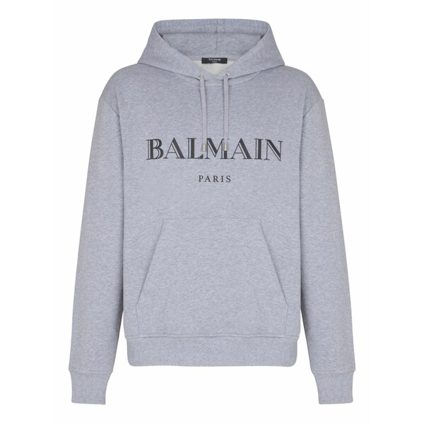バルマン メンズ パーカー・スウェットシャツ アウター Logo-print hoodie Grey