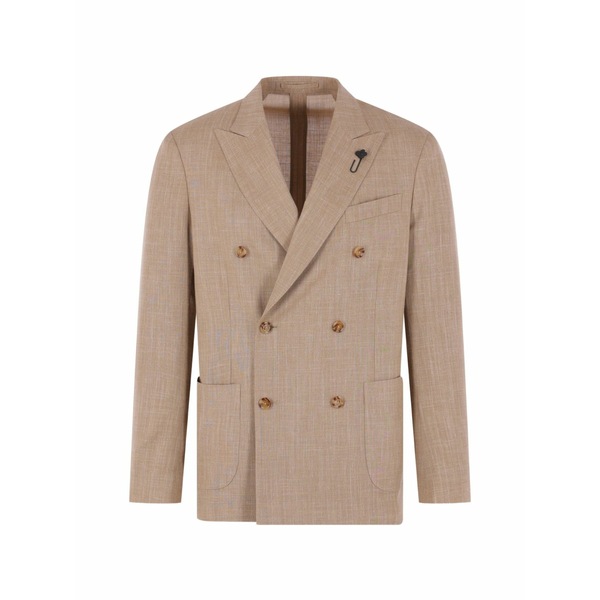 ラルディーニ メンズ 上衣＆上衣 アウター Double-breasted peak-lapel blazer Neutrals