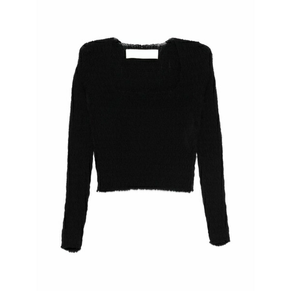 イザベル・ベネナート レディース ティーシャツ トップス Textured crop top Black