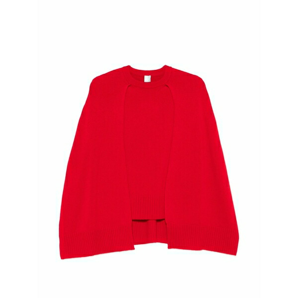 トーテム レディース 編み物\u0026スウェーター アウター Cape-detail round-neck sweater Red