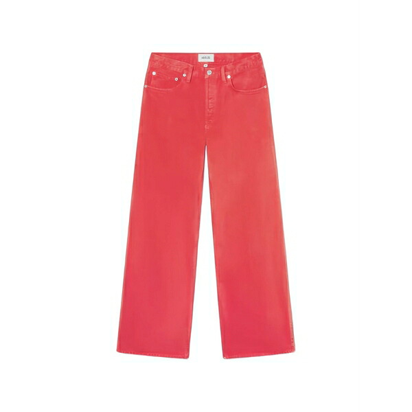 アゴルド レディース デニムパンツ ボトムス Arc wide-leg jeans Red|asty