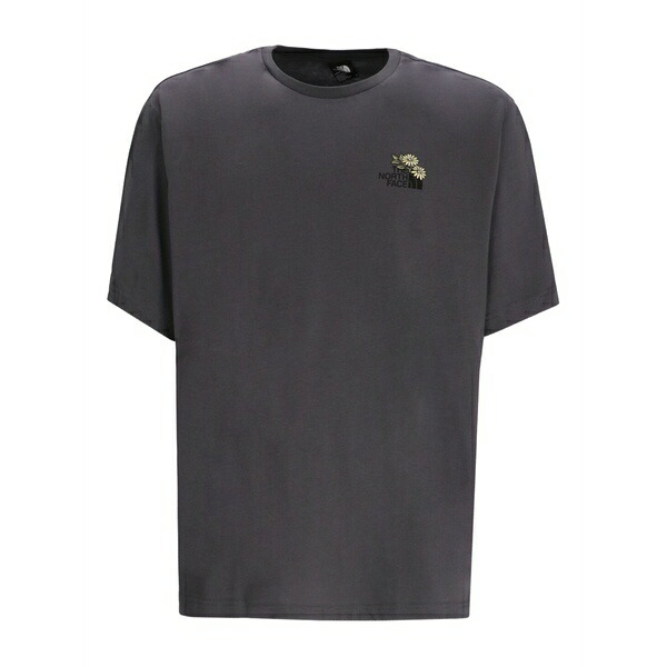 北の方人間の顔 メンズ ティーシャツ トップス Floral-detail cotton t-shirt Grey