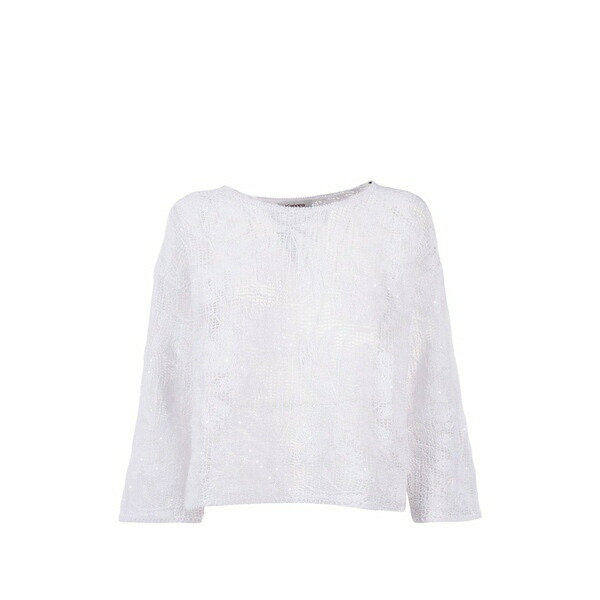 カングラ  レディース プルオーバー トップス Embroidery sequin top White