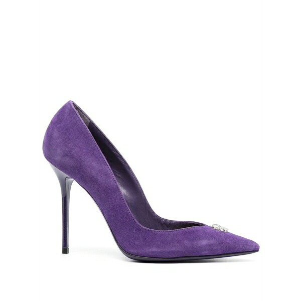 フィリップ飾り気の無い レディース パンプス シューズ 95粍 decollete suede heeled pumps Purple