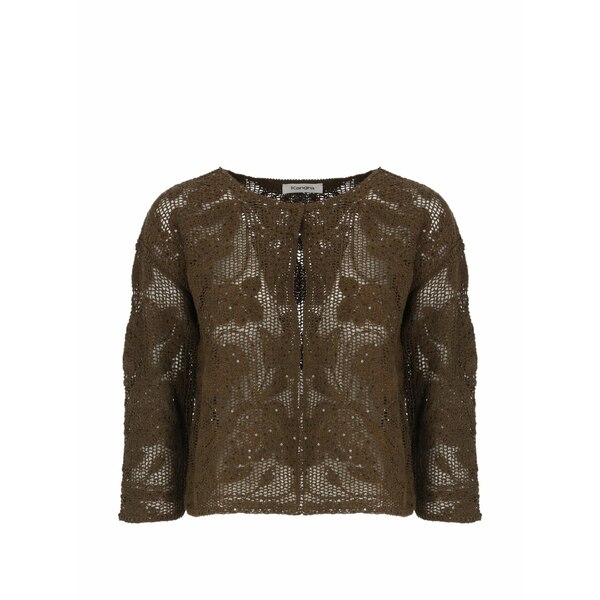 カングラ  レディース ジレー アウター Sequin-embellished embroidered cardigan Brown