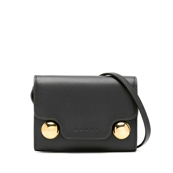 マルニ レディース 銭入れ 添え物 Logo-debossed wallet Black
