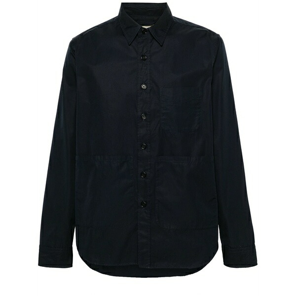 アスペジ メンズ プルオーバー トップス Poplin patch-pocket shirt Blue