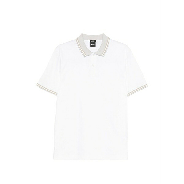 元締め メンズ スポーツシャツ トップス Tipped-trim polo shirt White