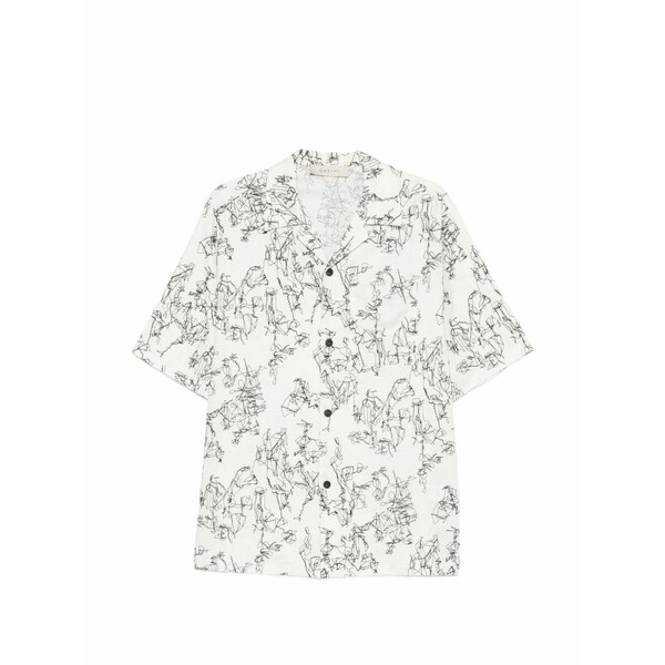 カシミ メンズ ティーシャツ トップス Buttoned pattern shirt White