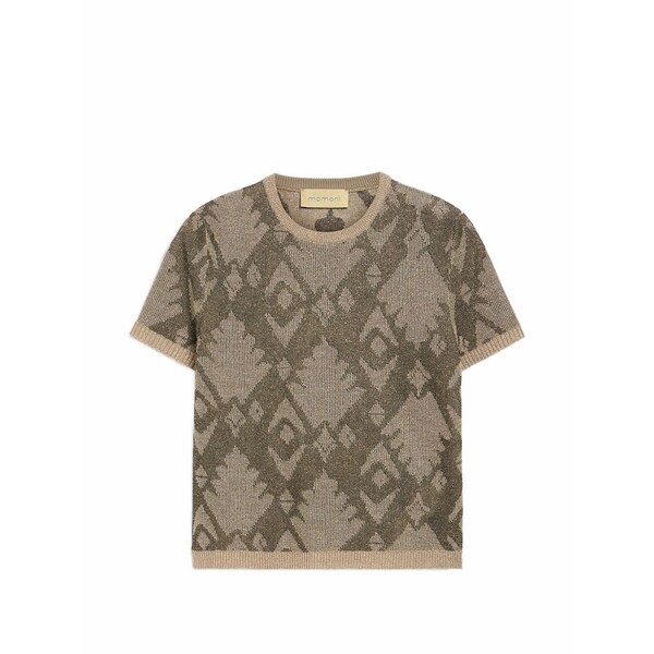 モモン レディース 編み物\u0026ティーシャツ アウター Bruma jacquard crewneck t-shirt Brown