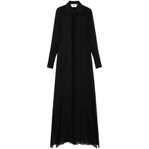 アミ レディース ワンピース トップス Sheer silk maxi dress Black｜asty
