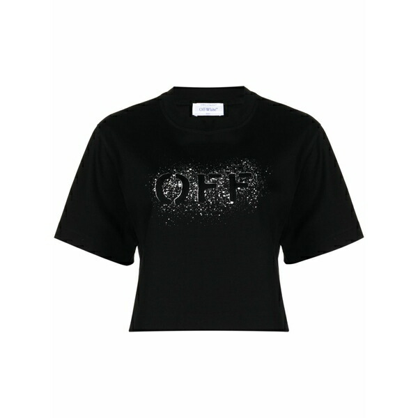象牙色 レディース ティーシャツ トップス Logo-print cotton t-shirt  Black