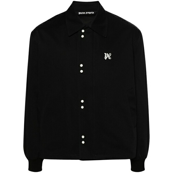 パーム・エンジェルス メンズ 上衣＆上衣 アウター Monogram-embroidered bomber jacket Black