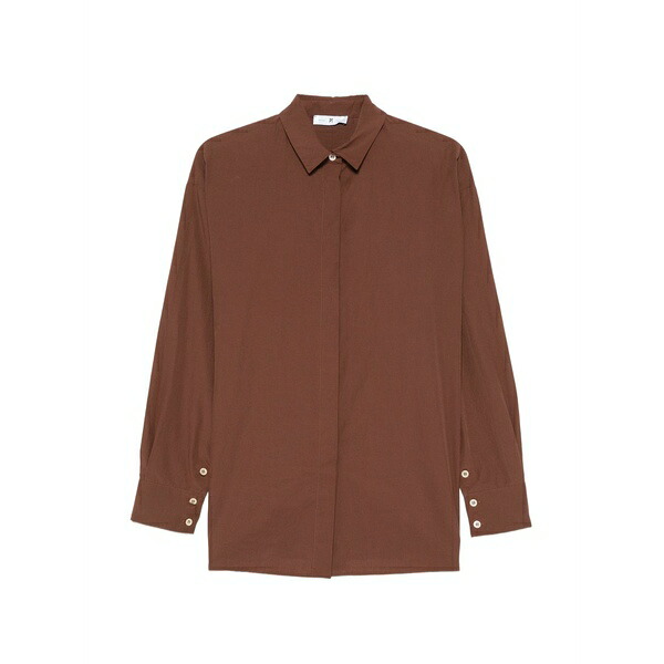 PTトリノ レディース プルオーバー トップス Buttoned-cuff shirt Brown