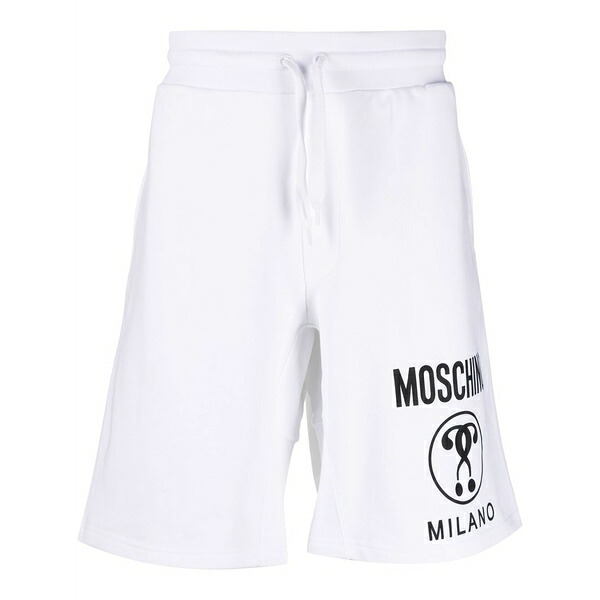 モスキーノ メンズ 心地好いズボン下 ボトムス Logo-print cotton track shorts White