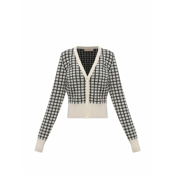 マルニ レディース ジレー アウター Checked v-neck cardigan Neutrals