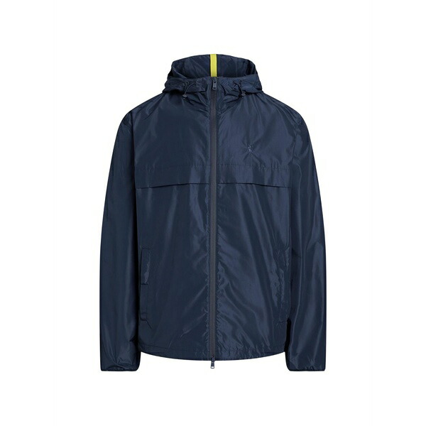 ラルフローレン メンズ ジャケット＆ブルゾン アウター Hooded logo-embroidered lightweight jacket Blue｜asty