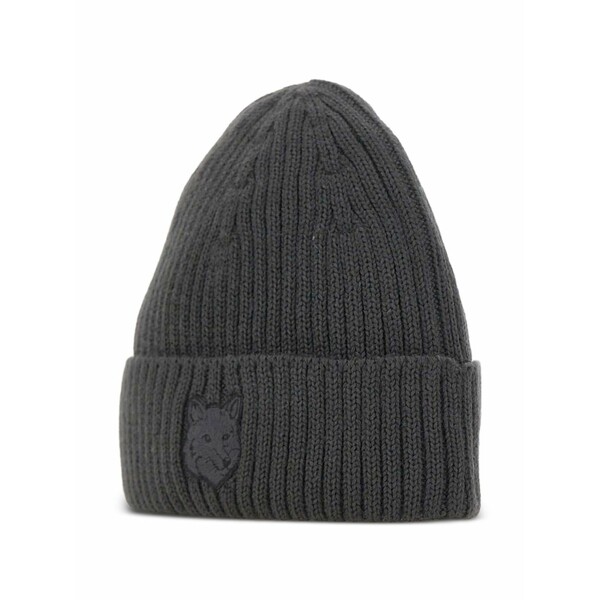 住み家 稲荷 メンズ 鳥打ち帽 付属物 Fox-head ribbed beanie Grey